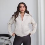 Off-White Wool Zip Up Cardigan