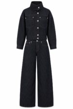 Black Striped Denim Jacket and Pants Set - Image 2