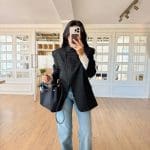 Black Plaid Oversized Blazer