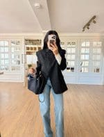 Black Plaid Oversized Blazer