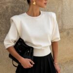 White Puff Sleeve Sweater