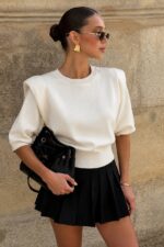 White Puff Sleeve Sweater