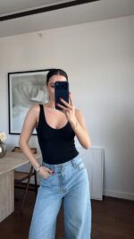 Black Polyamide Stretchy Bodysuit