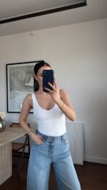 White Polyamide Stretchy Bodysuit