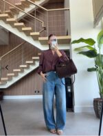 Dusty Mauve Cropped Balloon Bomber Jacket - Image 3