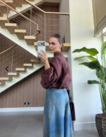 Dusty Mauve Cropped Balloon Bomber Jacket - Image 2