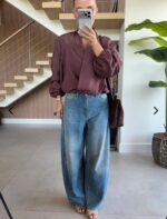 Dusty Mauve Cropped Balloon Bomber Jacket - Image 4