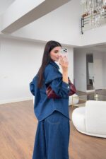 Blue Denim Shirt and Wide Leg Pants - Image 2