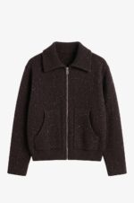 Brown Wool Zip Up Cardigan - Image 2