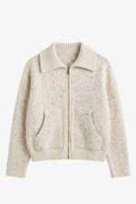 Off-White Wool Zip Up Cardigan - Image 2