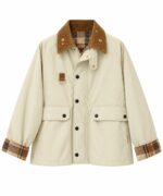 Velvet Collar Pocketed Zip-Up Jacket - Image 3