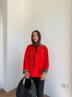 Velvet Collar Pocketed Zip-Up Jacket - Image 3