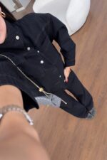 Black Striped Denim Jacket and Pants Set - Image 6