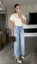 Wide Leg Tie-Hem Jeans