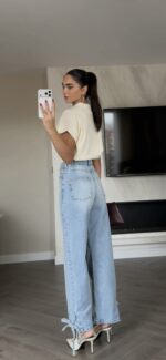 Wide Leg Tie-Hem Jeans - Image 2