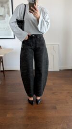 HIGH WAISTED PATTERNED BARREL FIT JEANS - Image 6
