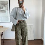 Khaki Leopard Print Barrel Jeans