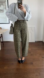 Khaki Leopard Print Barrel Jeans - Image 5