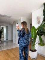 Blue Floral Denim Jacket and Pants Set - Image 4