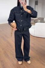 Blue Denim Shirt and Wide Leg Pants - Image 5