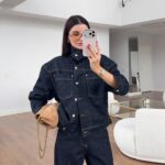 Blue Denim Shirt and Wide Leg Pants
