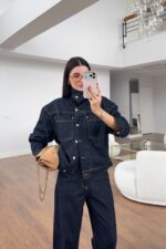 Blue Denim Shirt and Wide Leg Pants